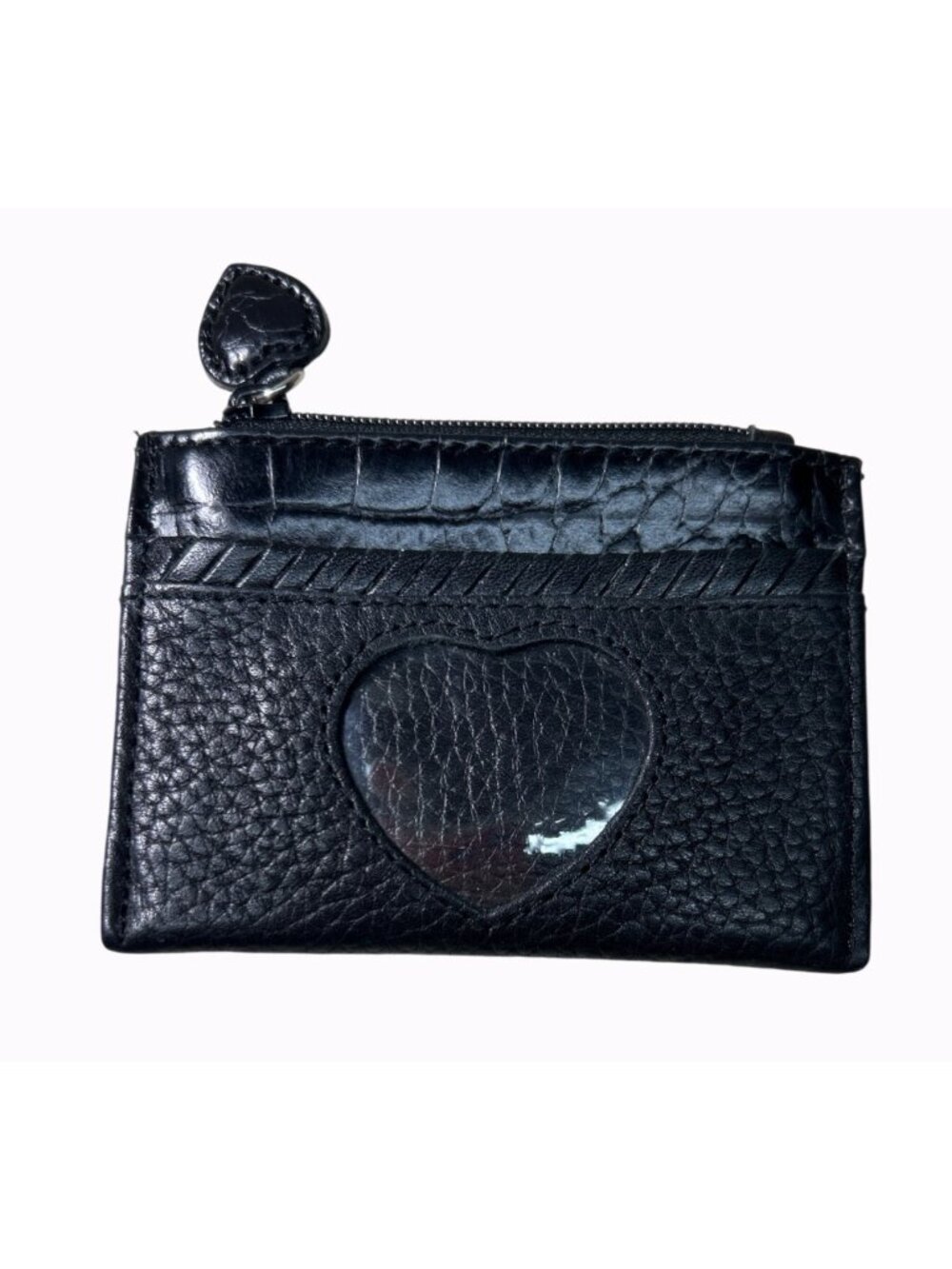 Brighton Change Purse with Id Pocket Black Pebble Leather 4"x3"